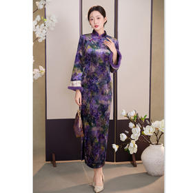 GX提花加绒长款倒大袖旗袍2025冬季新款时尚改良旗袍