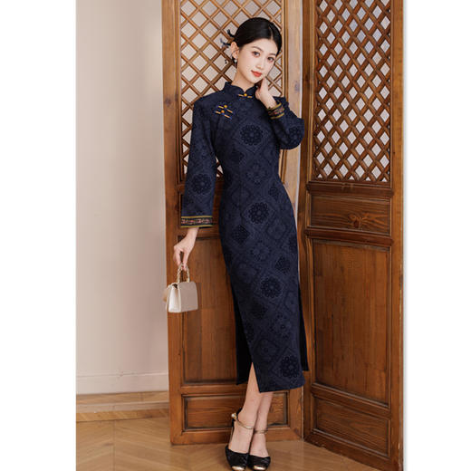 GX老上海复古中国风长款旗袍2025冬季新款长袖旗袍连衣裙 商品图2