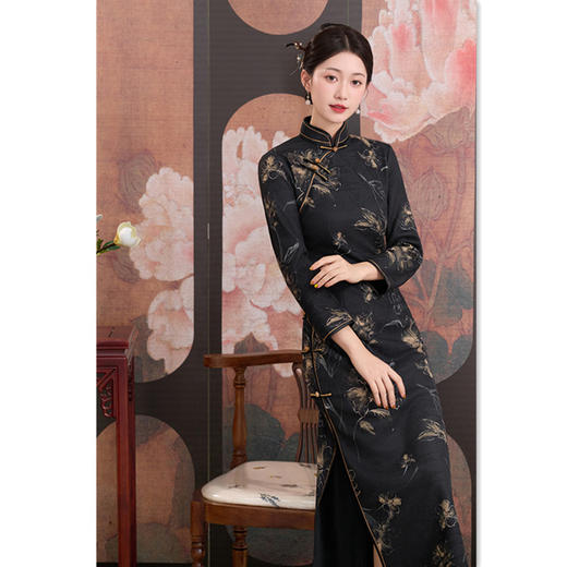 GX老上海复古中国风大码旗袍2025冬季新款加绒中式旗袍 商品图2