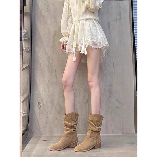 女士爆款马丁靴秋冬季新款时尚百搭显瘦套脚复古粗跟堆堆靴子35-40 商品图4