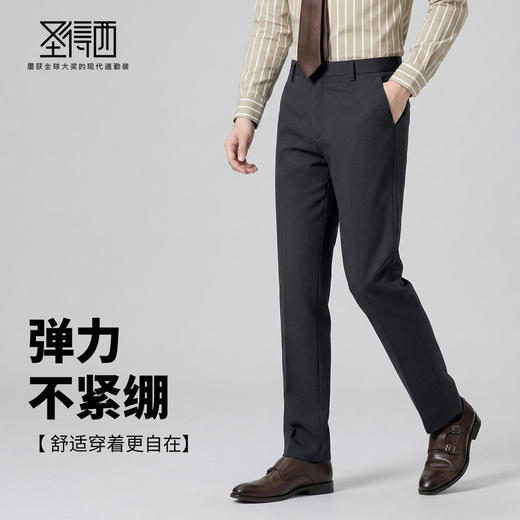 【易打理】圣得西2025年男士冬季仿毛西裤垂顺有型商务搭休闲裤 商品图2