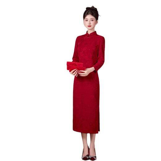 GX大码女装冬款新中式旗袍外嫁女回娘家中国红改良旗袍2025新款旗袍 商品图4
