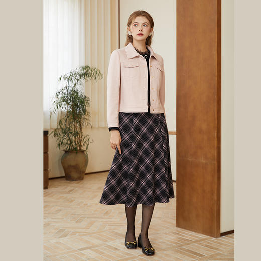 司歌磨毛加厚秋冬短外套女收腰B921082X 商品图2