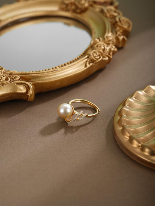 子佩集【岁月流金】银S925珍珠戒指【HJYJZ011】9mm珠镀金缠绕2512 商品图2