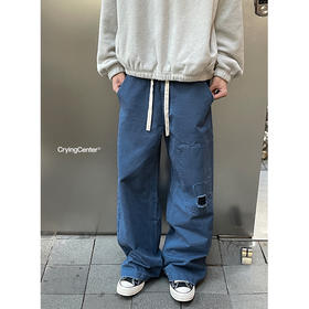 CryingCenter 水洗做旧补丁弯刀裤宽松法工裤 哭喊中心