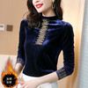 雀说半高领加绒加厚打底衫女内搭秋冬洋气保暖小衫长袖T恤金丝绒上衣ALW5500 商品缩略图1