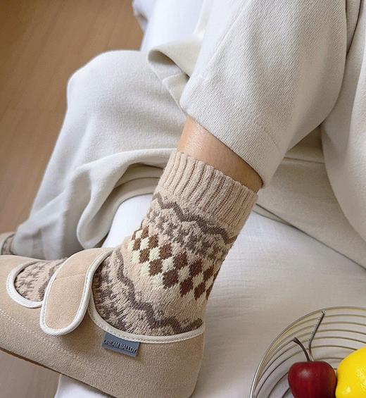 老米优品🎈福利，5双装！《冬日费尔岛提花羊绒袜子》含羊绒9.2% ！礼盒 加厚保暖 ~ 商品图9