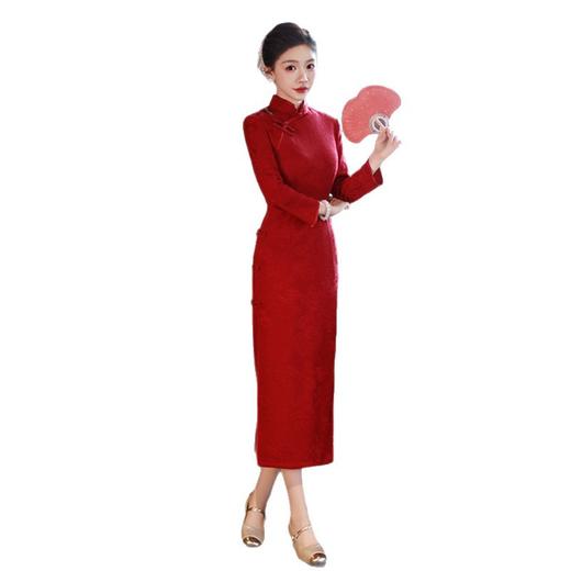 GX旗袍敬酒服姐妹聚会回娘家中式大码红色2025冬季新款加绒婚宴旗袍 商品图4