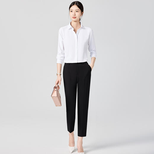 【40棉】罗蒙女士长袖衬衫职场干练气质商务通勤时尚长袖衬衣女 商品图3