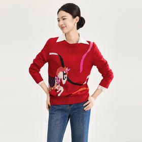 「高货wl」全新升级【铂金会员330/天猫439/差价109】(05837)洛诗琳气质提花羊毛衫2025秋冬新款生肖提花针织上衣女