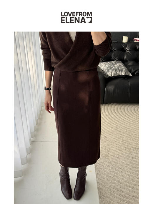 山羊绒桑蚕丝混纺 百搭长款一步裙 商品图1