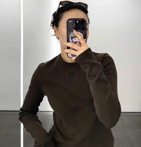 福利款  重磅渠道 26早春新款 Cel超弹针织打底长袖衫 凯旋门刺绣Logo  贸y公司   客供纯棉氨纶面料