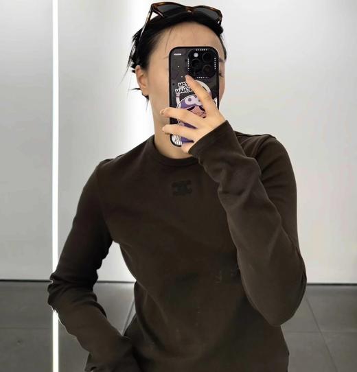 福利款  重磅渠道 26早春新款 Cel超弹针织打底长袖衫 凯旋门刺绣Logo  贸y公司   客供纯棉氨纶面料 商品图0