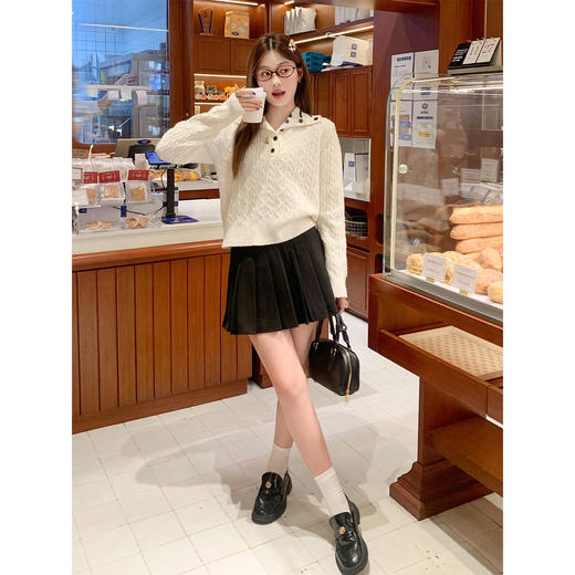 <曾小咸推荐>3.21现货秒杀 ！微信超特价！韩系学院风翻领麻花毛衣 日常199.99 立减110 秒杀89.99！！ 商品图3