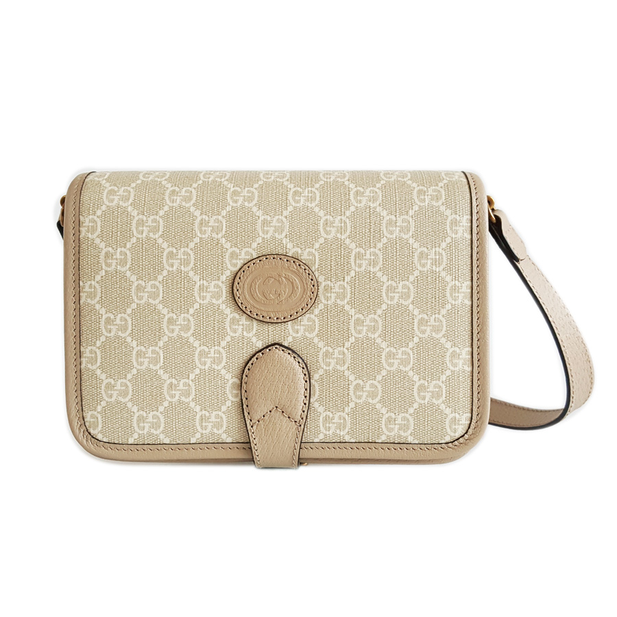 【95新】Gucci古驰Retro系列671620燕麦色老花Retro风琴邮差包单肩斜挎包女士 171225NJS16