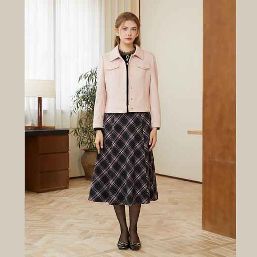 司歌磨毛加厚秋冬短外套女收腰B921082X 商品图4