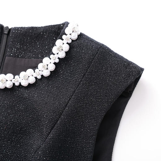 「高货wl」全新升级【铂金会员358/天猫479/差价121】(11943)洛诗琳气质银丝编织连衣裙2025秋冬立裁小香风收腰A摆裙 商品图2