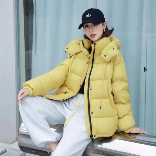 丁摩 泡芙羽绒服女短款连帽白鸭绒加厚保暖小个子宽松外套SLK930 商品图0