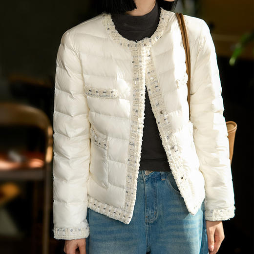 丁摩三防小香风95白鹅绒羽绒服 廓形显瘦鹅绒服 女装新款ALW50907 商品图0