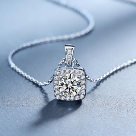 胖*来爆款 AOFI 一克拉莫桑钻 小方糖 戒指/项链 商品图6