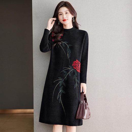 丁摩 气质连衣裙秋冬印花毛衣裙2800 商品图1