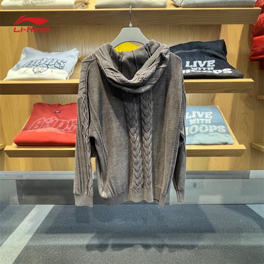 李宁25冬季新款男女韦德系列简约百搭舒适套头连帽编织衫AMBV293 商品图1