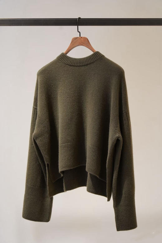 129-6 排他性独家圆正 小禾 鸦绿色 一体成型 重磅合股羊绒 针织套头衫 我穿L 商品图1
