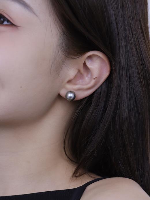 【挚友限定】(经典款)18K金大溪地铂金灰珍珠耳夹 商品图2