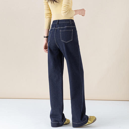 「高货xg」全新升级【铂金会员165/天猫219/差价54】(22258)洛诗琳气质丹宁蓝宽松垂感窄版阔腿裤2025秋冬小个子直筒牛仔裤 商品图2