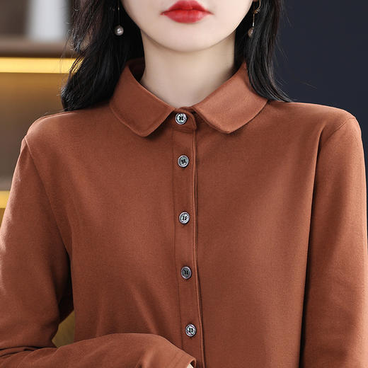 百媚生 加厚双面德绒衬衫女秋冬磨毛上衣ZW8235 商品图3