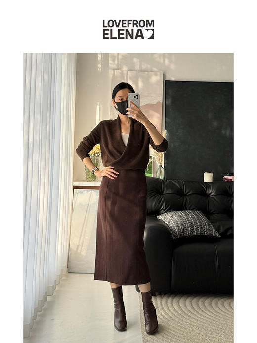 山羊绒桑蚕丝混纺 百搭长款一步裙 商品图0