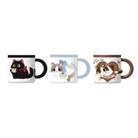 【超市】迪乐贝尔猫咖马克杯300ML 1个 蓝/棕/黑（颜色备注）