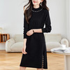 丁摩 收腰连衣裙气度气质高级感开叉毛衣裙9611 商品缩略图1