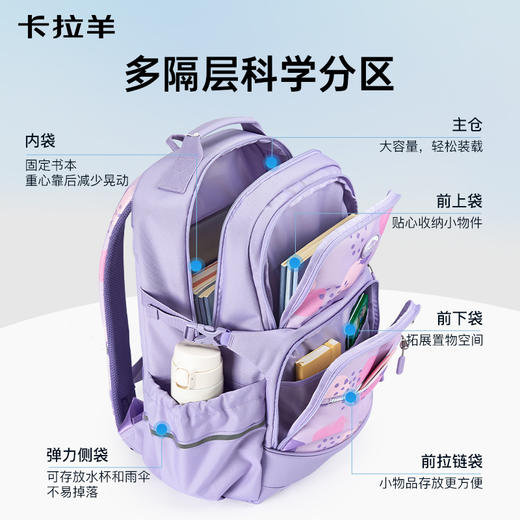 卡拉羊26.4L/30.4L中学生5维减负防下坠护脊风琴书包大容量双肩包绮遇记 CX5564/L 商品图5