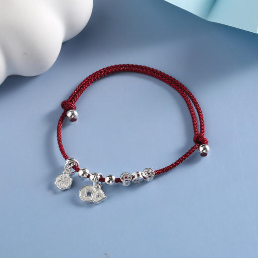 【宏艺珠宝】双钱纳吉·银s925手链 商品图0