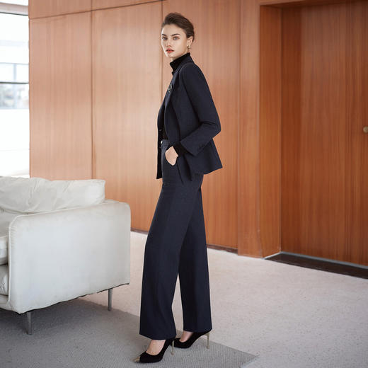 IWY/藏蓝色羊毛西装套装女高级感时尚气质通勤职业正装两件套CP2548 商品图3