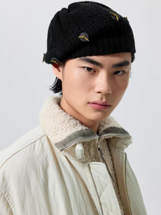 Simple Project/A25261/绳结皮扣羊毛双层冷帽 商品图1