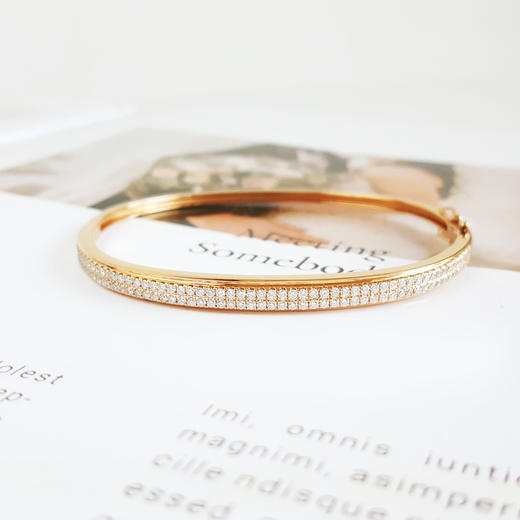 【天然正品】通灵珠宝AU750玫瑰金经典时尚群镶满天星钻石手镯57.5号（皆取最大值） 151225NJS27 商品图5