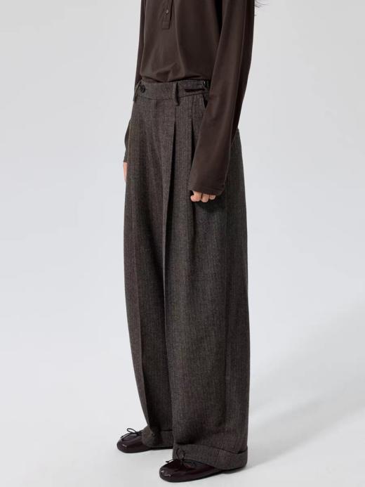 Simple Project/K25268/条纹羊毛锥形西裤 商品图4