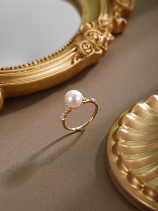 子佩集【指引之光】银S925珍珠戒指【HJYJZ005】8mm珠镀金箭头2512 商品图0