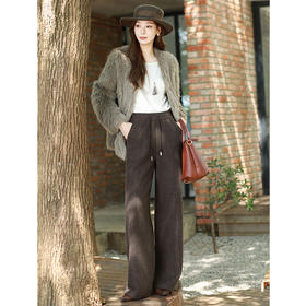 【鹅公主 羊毛蚕丝法式直筒裤】90-155斤可穿，美绒呢羊毛直筒裤，面层质感佳，直筒修饰腿型，后口袋添美。做工精，腰部抽绳更舒适~