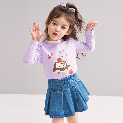 笛莎Deesha 2026春季女童可爱休闲趣味印花基础长袖T恤 商品图3