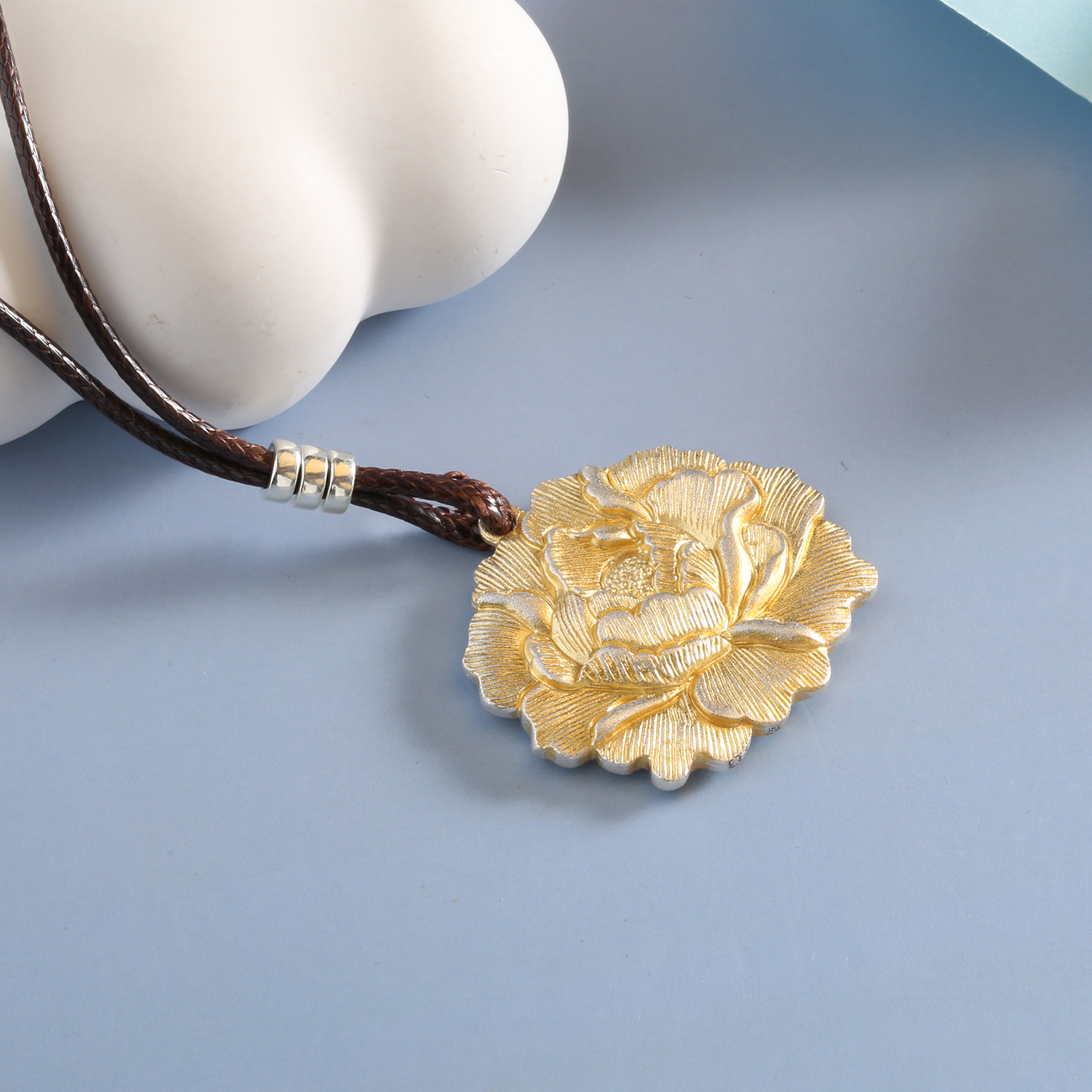 【宏艺珠宝】鎏金牡丹·足银挂坠