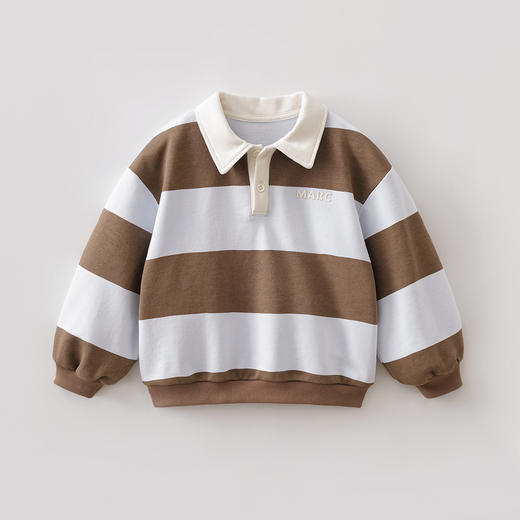 马克珍妮美式学院男童条纹polo卫衣2026年春装新款560133 商品图3