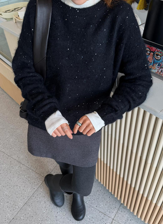 新年氛围感担当|羊毛桑蚕丝山羊绒混纺珠片针织衫 商品图6