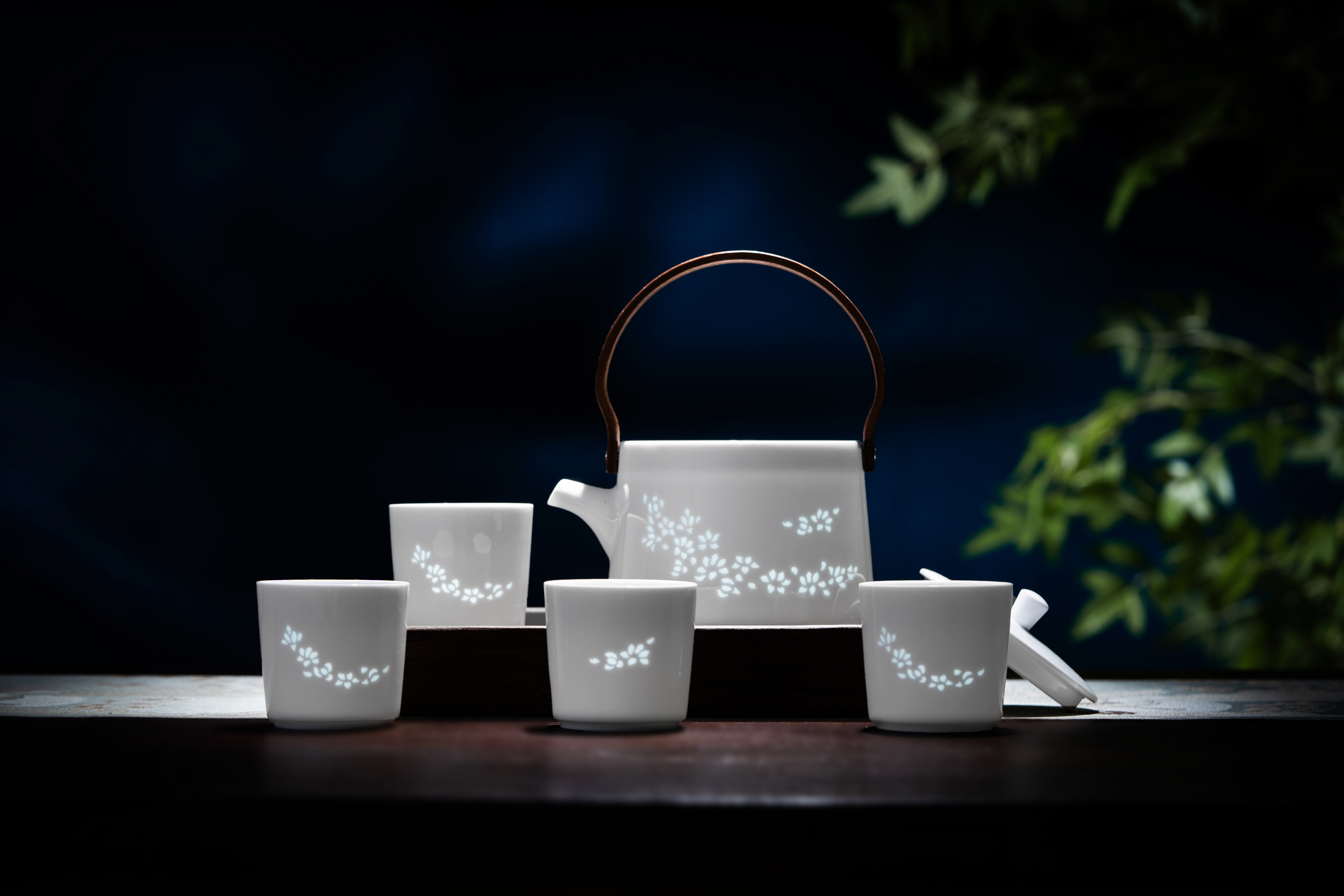 富玉 | 景德镇高温玲珑瓷 玉兰花茶咖具组合