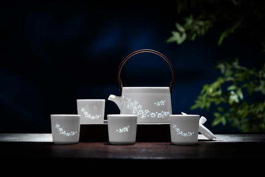 富玉 | 景德镇高温玲珑瓷 玉兰花茶咖具组合 商品图0