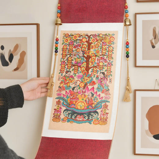 2026马年五福摇钱树非遗年画 春节装饰画客厅挂画摆件传统手工艺礼物 商品图2