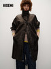 HIDEMI 进口西班牙羊麂皮/胎羊皮廓形中长款立领口袋皮衣大衣外套 商品缩略图4