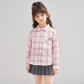 笛莎Deesha 2026春季女童时尚休闲格纹宽松长袖衬衫